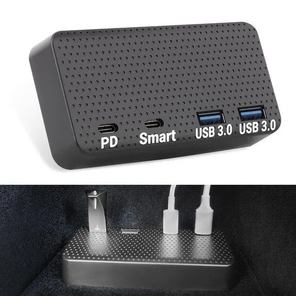 Model 3/Y/S/X USB Hub 4 az 1-ben középkonzoladapter ehhez Tesla(2021-2023)