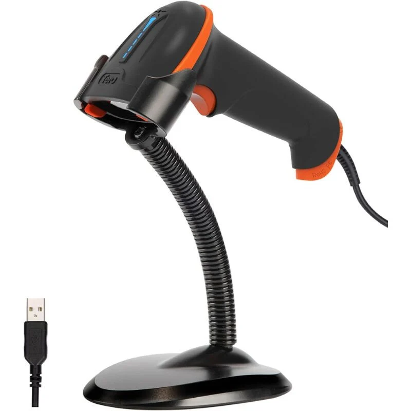 Tera L5100Y‑Z USB lézeres 1D vonalkódolvasó – állvánnyal, IP65 védelemmel