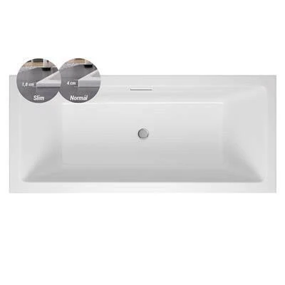 M-Acryl Sabina Slim Pro 180x80 kád vízszintes túlfolyóval
