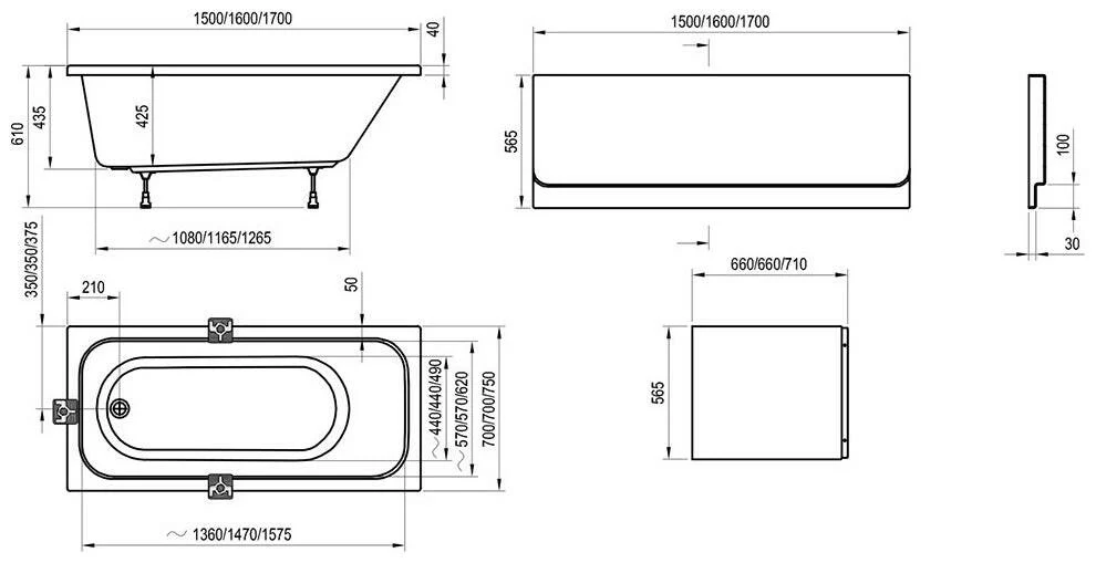 Ravak Chrome akrilkád 170x75 fehér (C741000000)