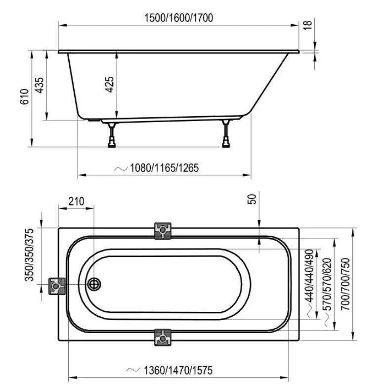 Ravak Chrome Slim kád 170x75 cm fehér (C741300000)