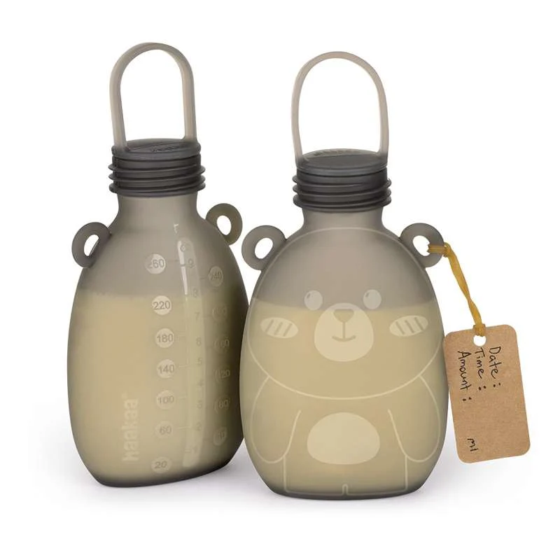 Haakaa Szilikon tasak tejhez - Happii Bear - 2 db - 260ml