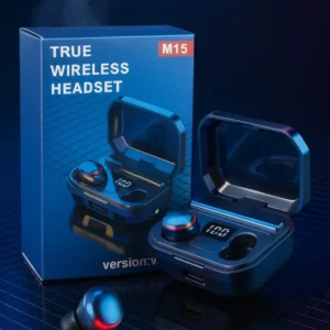 M15 Bluetooth 5.1 True Wireless Fülhallgató Töltőtokkal – Kék