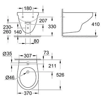 Grohe Bau Ceramic függesztett bidé (39433000)