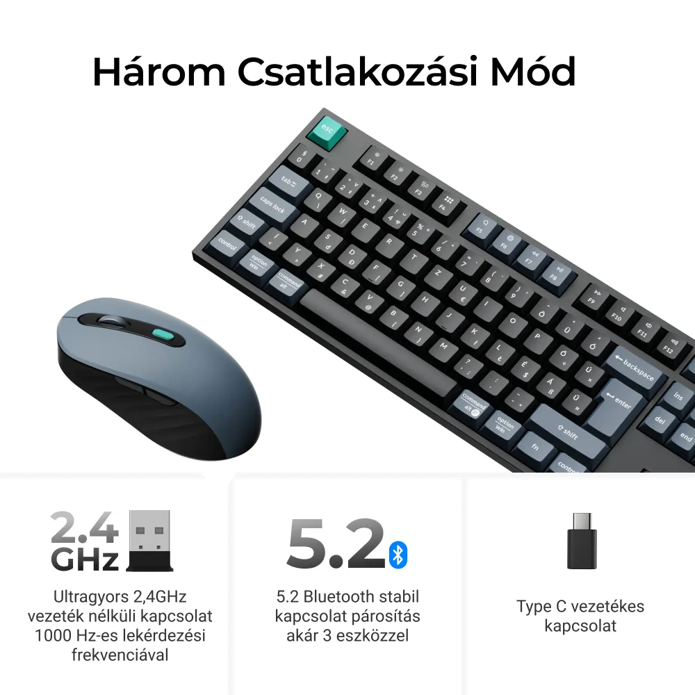 Keychron B33 billentyűzet és BM25 Egér - ISO HU wireless