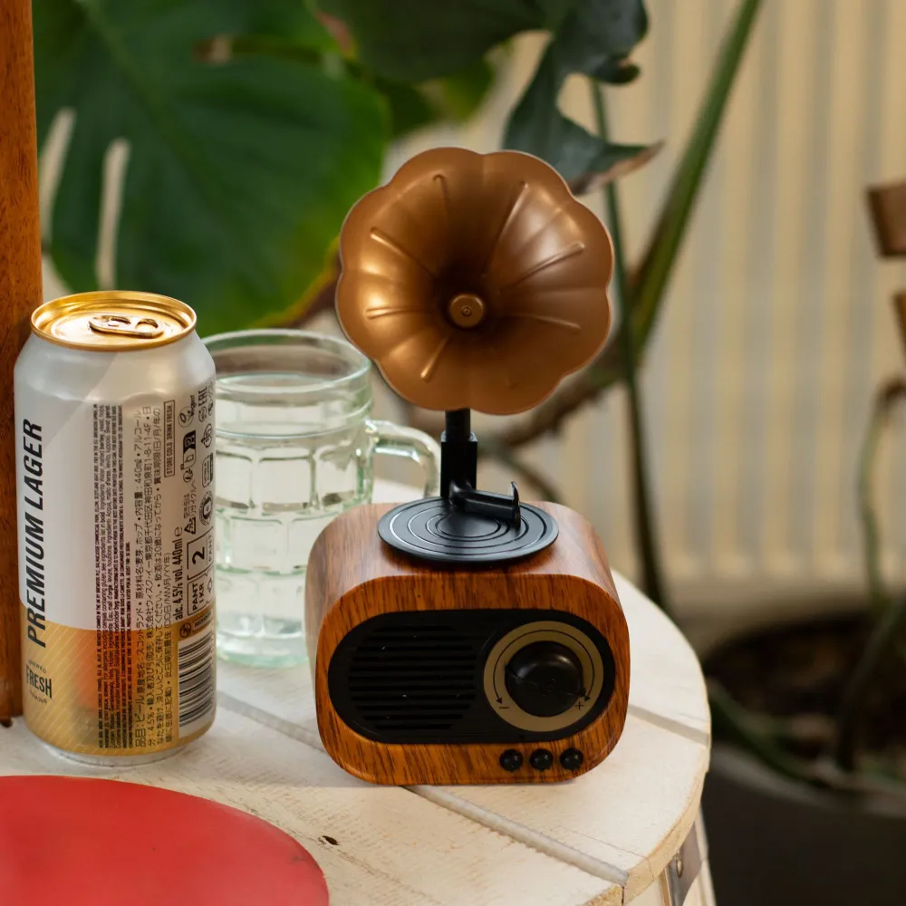 Retro mini gramofon hangszóró – Bluetooth és FM rádió – 5 watt x 1