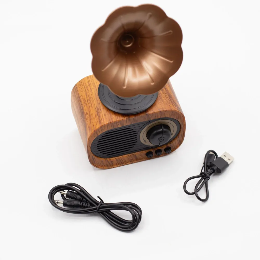Retro mini gramofon hangszóró – Bluetooth és FM rádió – 5 watt x 1