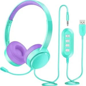 Mpow Gyerek Headset – Menta‑Lila Állítható Fejhallgató
