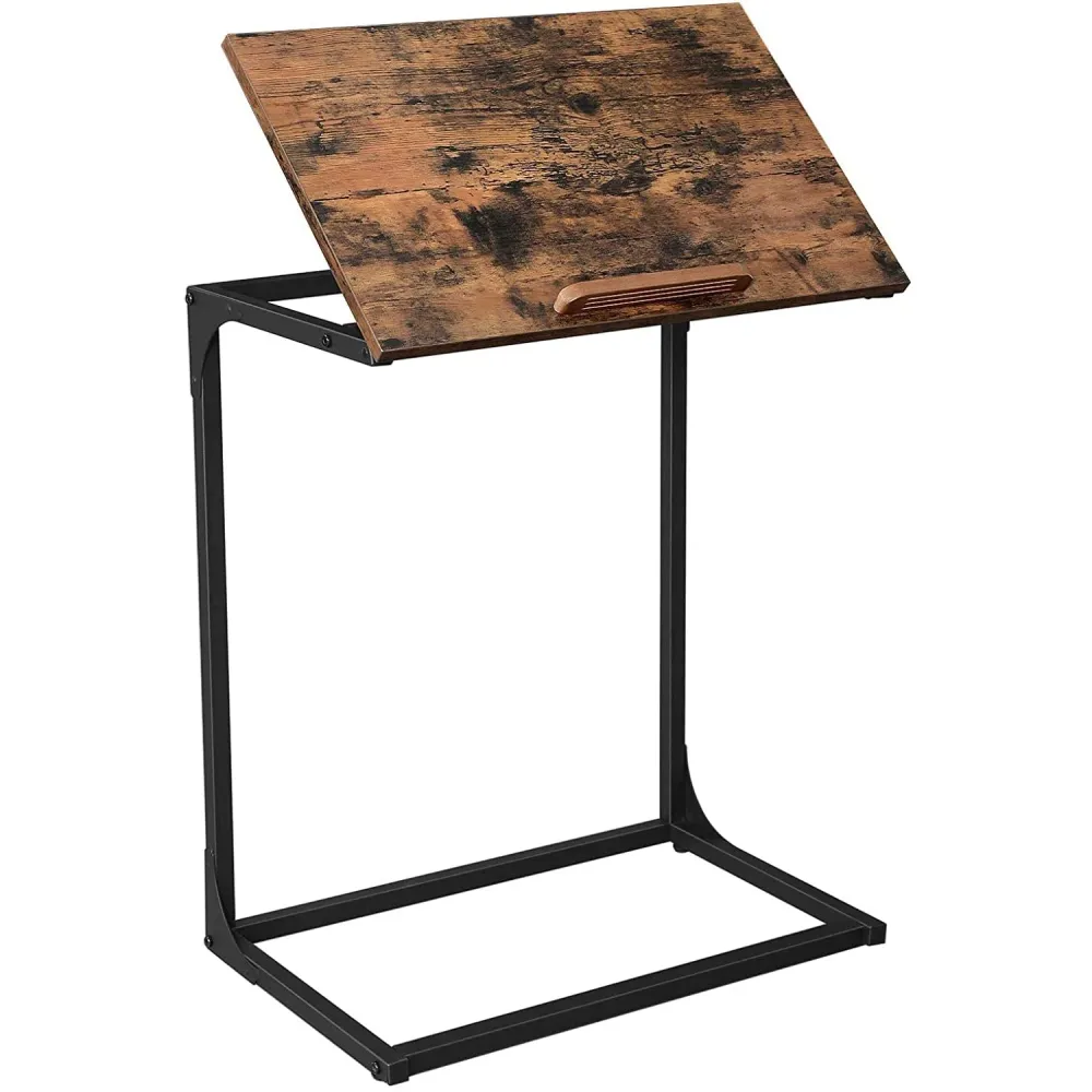 Laptop asztal, oldalasztal vintage barna fekete 55 x 35 x 66 cm