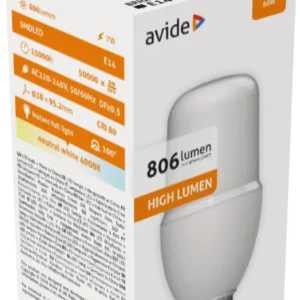 Avide LED Bright Stick izzó T37 7W E14 NW 4000K ABBSE14NW-7WA
