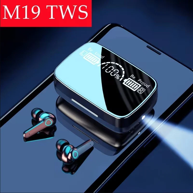 DAMORE M19 Fülhallgató TWS Earphone - Aktív Zajszűrés, Érintéses Vezérlés, Vízálló LED Kijelző Mikrofonnal