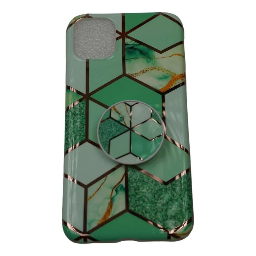 Apple iPhone 11Pro Max Soft IMD TPU márvány geometriai zöld védőtok, tartóval