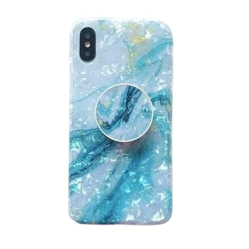 Apple iPhone SE 2020 puha IMD TPU márvány kék védőtok állvánnyal
