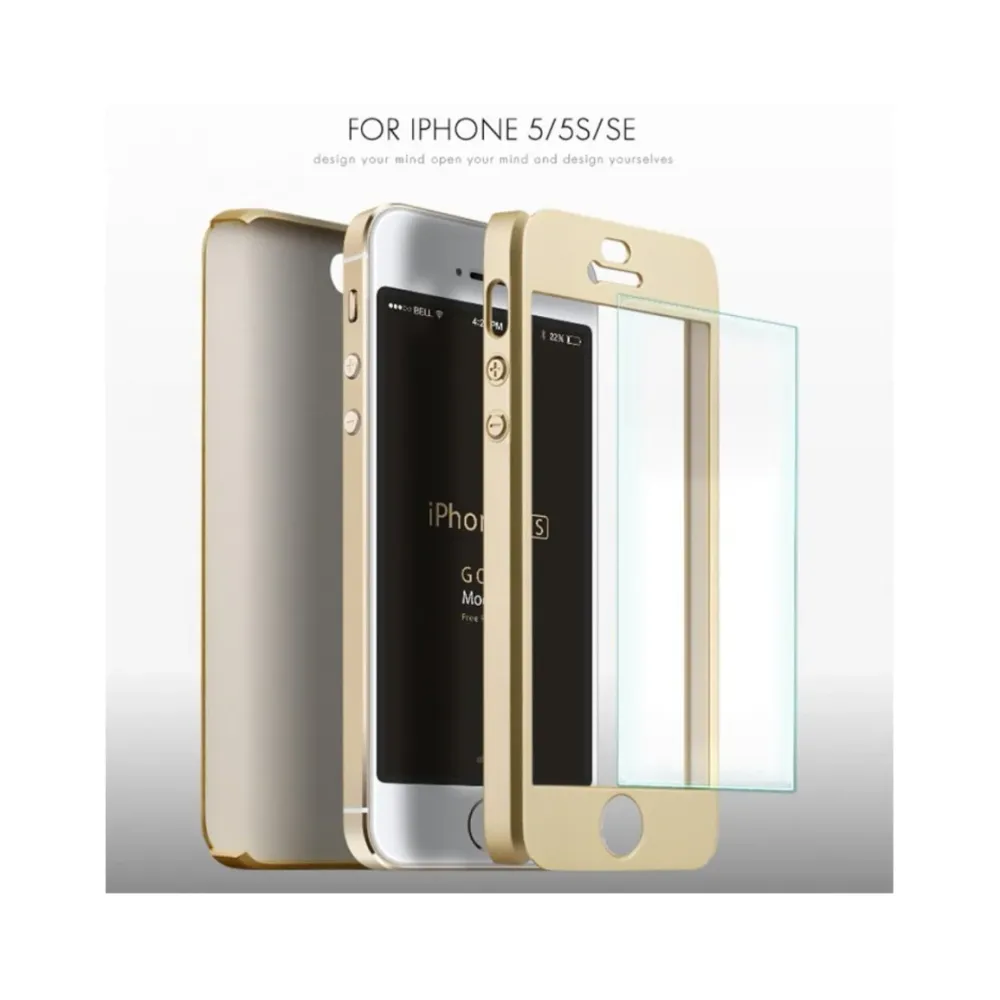 Apple iPhone 5/5S/SE IPAKY 360 Full Cover tok arany színben ajándék fóliával