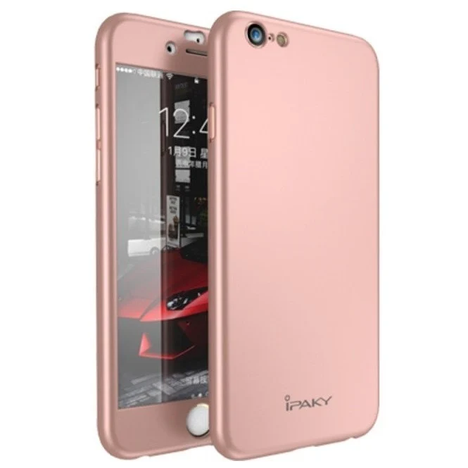 Apple iPhone 6/6S IPAKY Full Cover 360 rózsaarany tok + ajándék fólia
