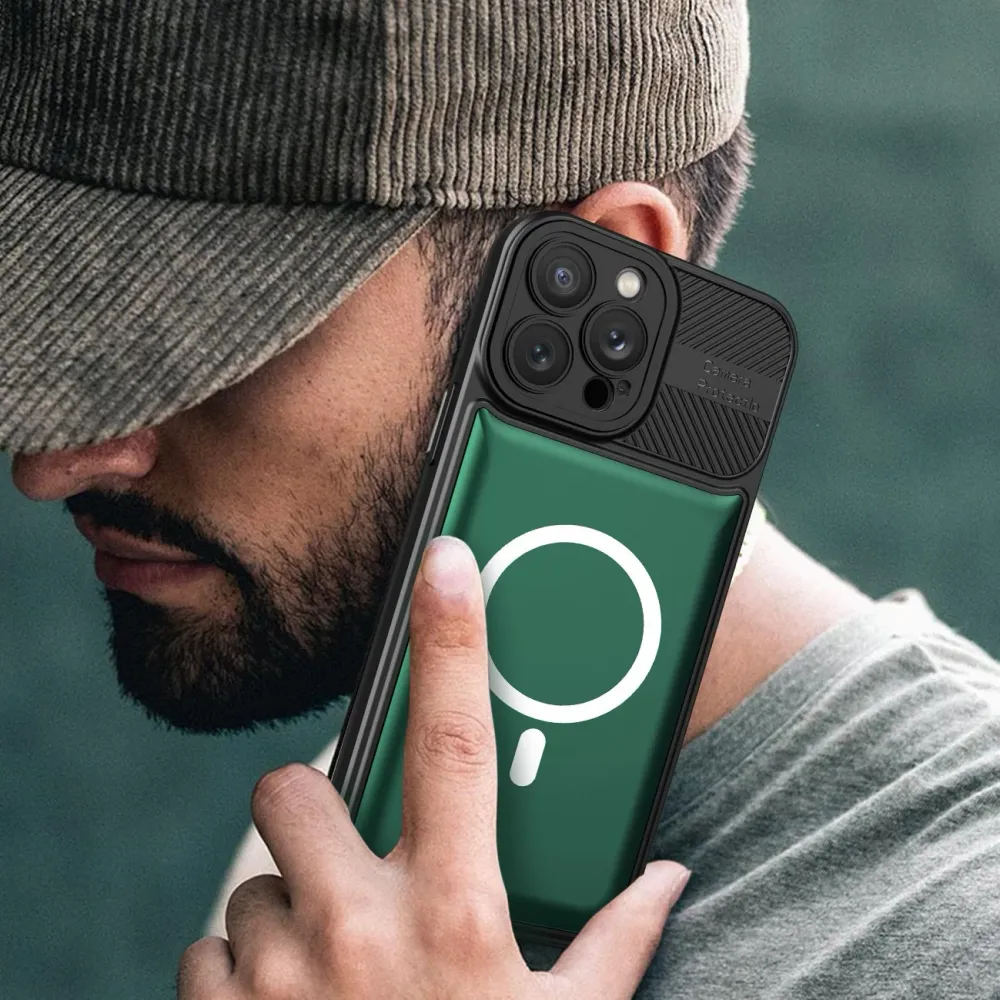 Apple iPhone 14 Pro Max MagSafe tok, Urban Armor, Vivimall, sötétzöld, mágneses tartó