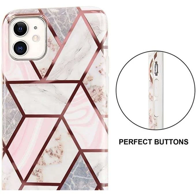 Apple iPhone 11 Pro Soft IMD TPU Marble Geometric fehér védőtok