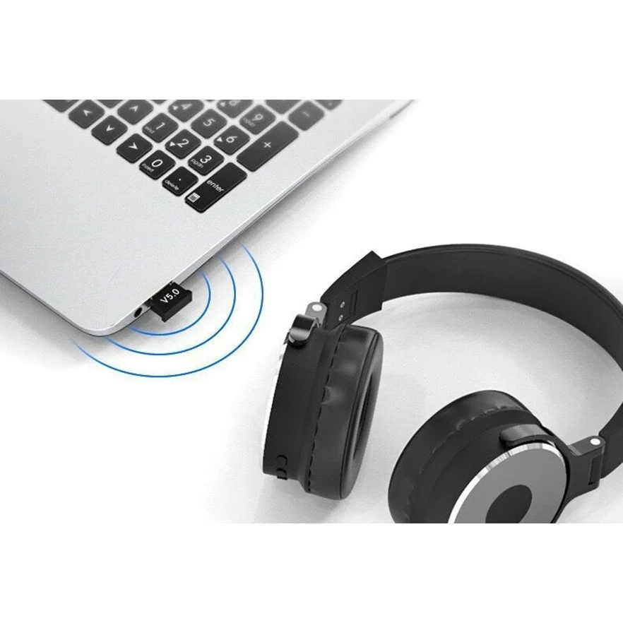 Bluetooth adapter, Vivimall, 5.0, vezeték nélküli, PC/laptophoz, USB interfész, 20 Mbps, fekete
