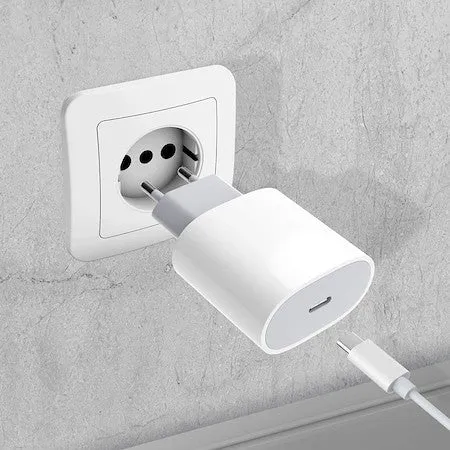iPhone, Type-C, gyorstöltő adapter, 20W teljesítmény, Vivimall, fehér