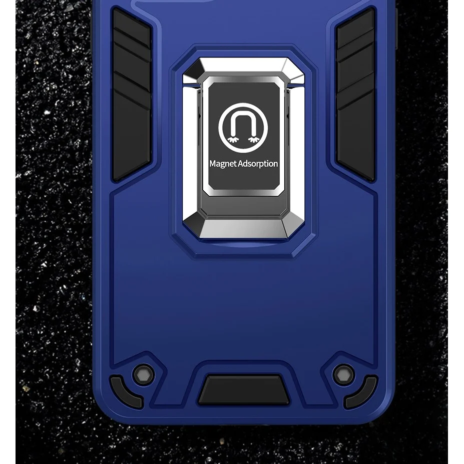 Iron Warriors tok iPhone 14 Pro Max-hoz, Vivimall, Hybrid Gyűrűtartó és kitámasztó, Sötétkék