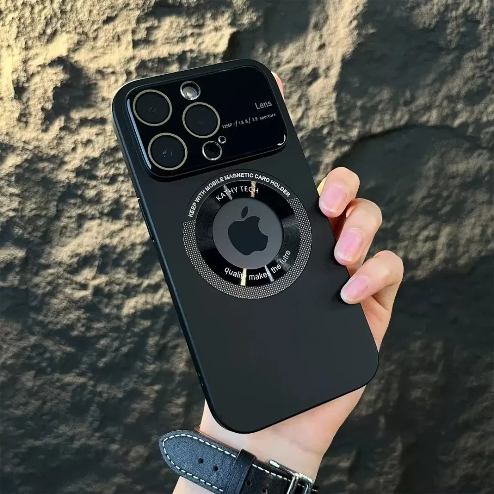 Kathy Tech MagSafe védőtok, Vivimall, Apple iPhone 11-hez, Dupla kör, Fekete