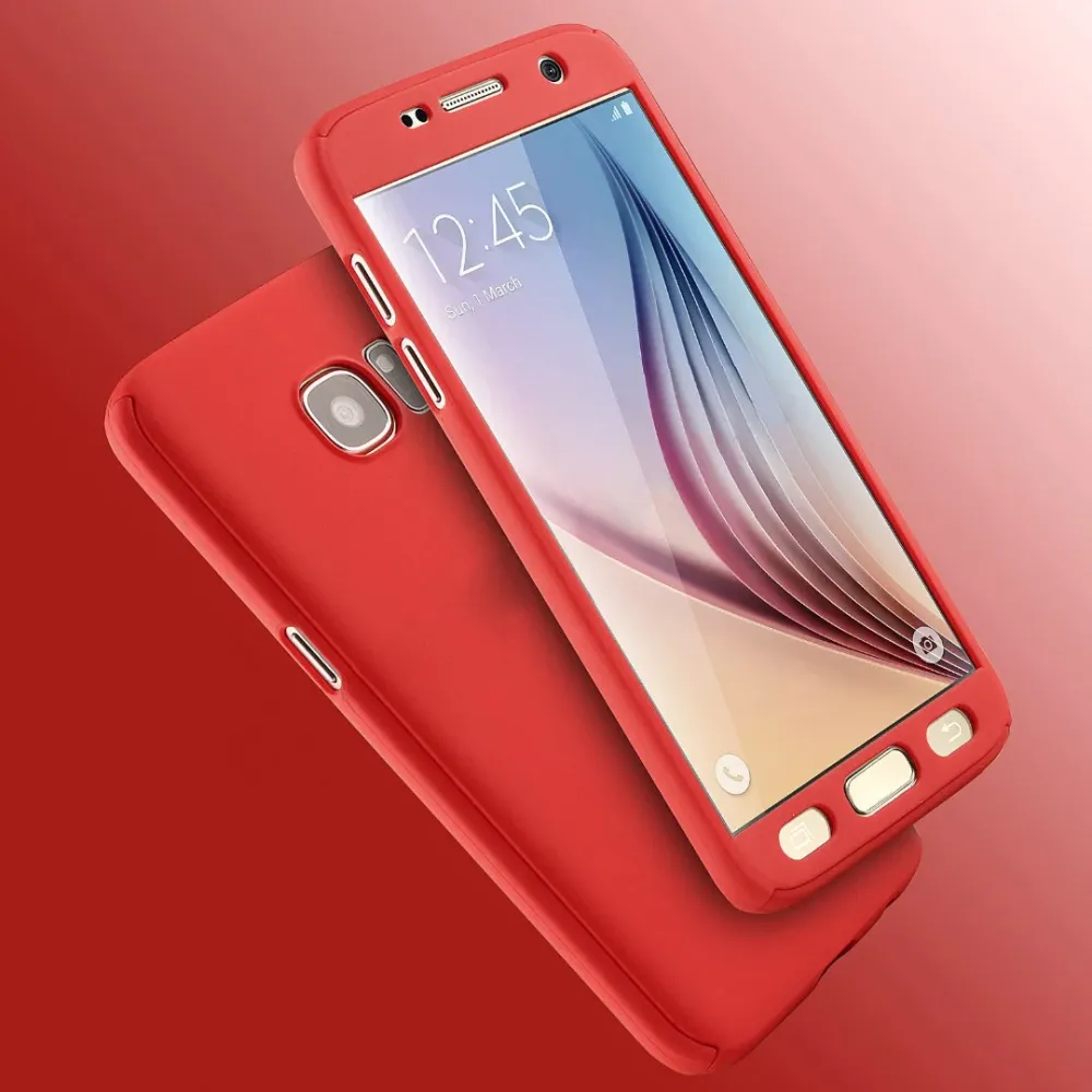Samsung Galaxy A7 2017 360 Full Cover Piros tok + kijelzővédő fólia