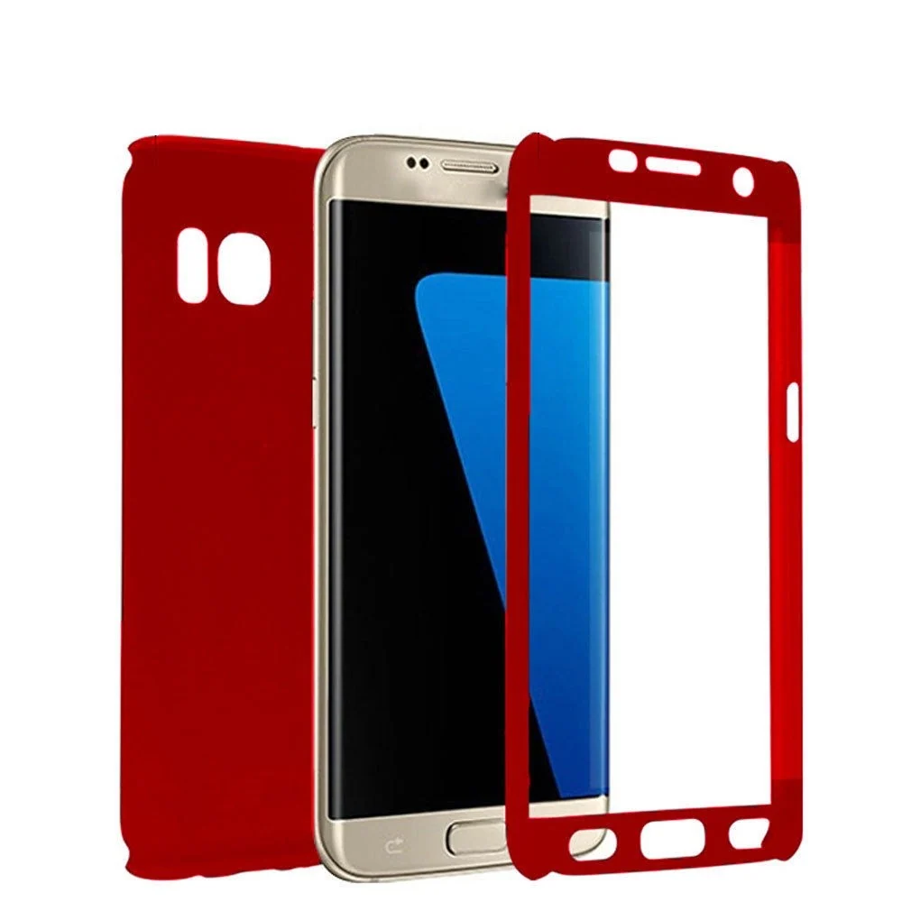 Samsung Galaxy A7 2017 360 Full Cover Piros tok + kijelzővédő fólia