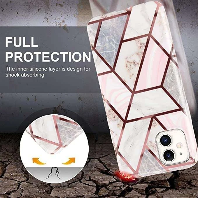 Samsung S10 Plus Soft IMD TPU márvány geometriai fehér védőtok