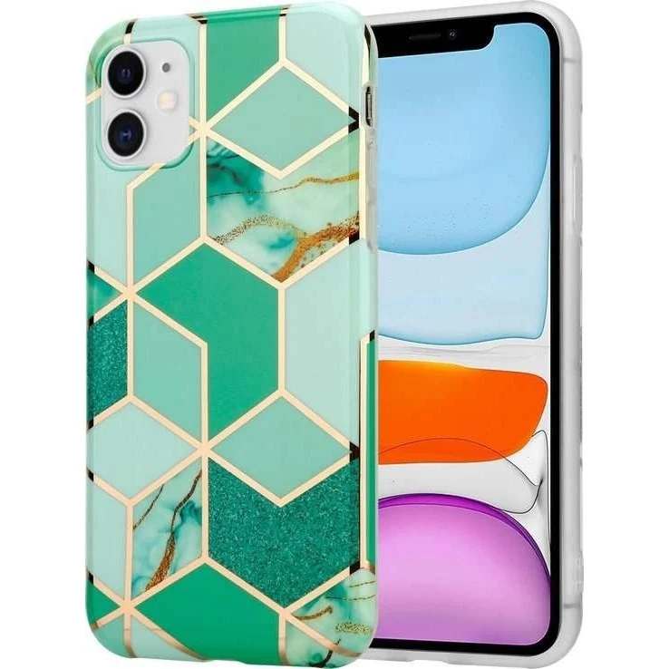 Samsung S10 Soft IMD TPU márvány geometriai zöld védőtok