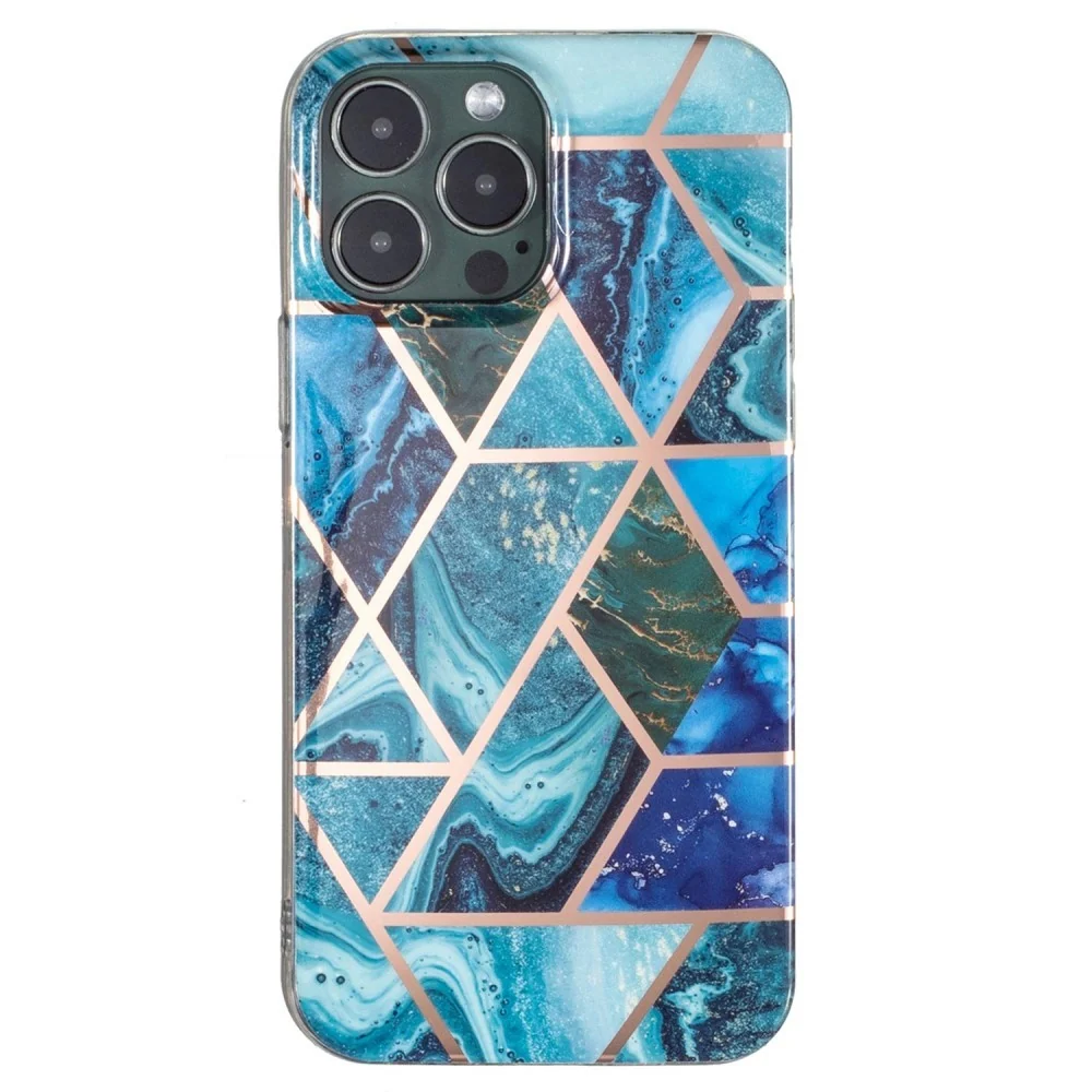 Samsung S21 Ultra Soft IMD TPU márvány geometriai kék védőtok