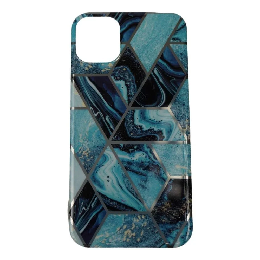 Samsung S21 Ultra Soft IMD TPU márvány geometriai kék védőtok