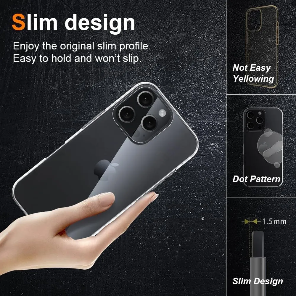 Szilikon védőtok Apple iPhone 16 Pro-hoz, PC, Ütésálló, Átlátszó