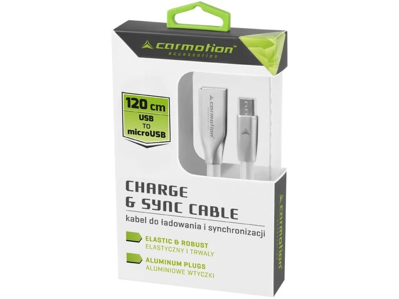 Töltő- és szinkronizáló kábel, 120 cm, USB> micro USB, fehér