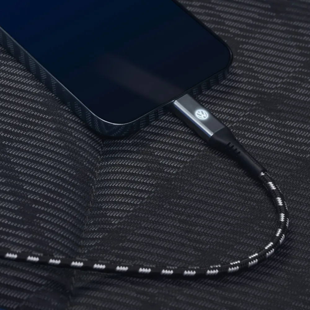 VW USB-C és Apple Lightning prémium töltőkábel, 100cm hosszú csatlakozókábel, 000051446CC