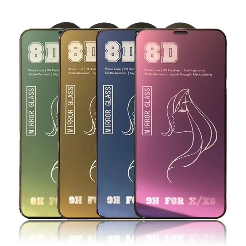 Védőfólia, Vivimall, iPhone 15 Plus, Tempered Glass Mirror 8D, Tükörhatás, HD, Lila