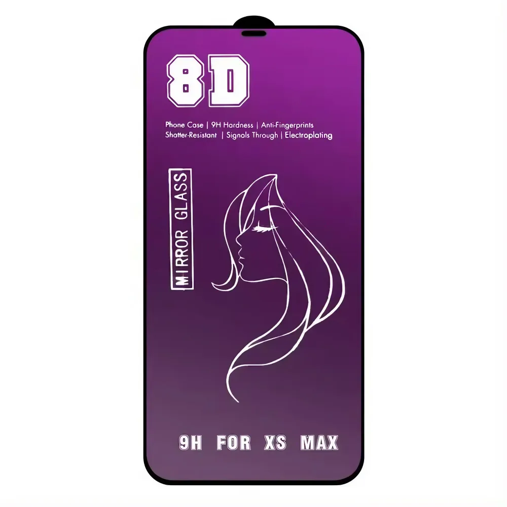 Védőfólia, Vivimall, iPhone 15 Pro Max, Edzett Üveg, 8D Tükörhatás, HD, Lila