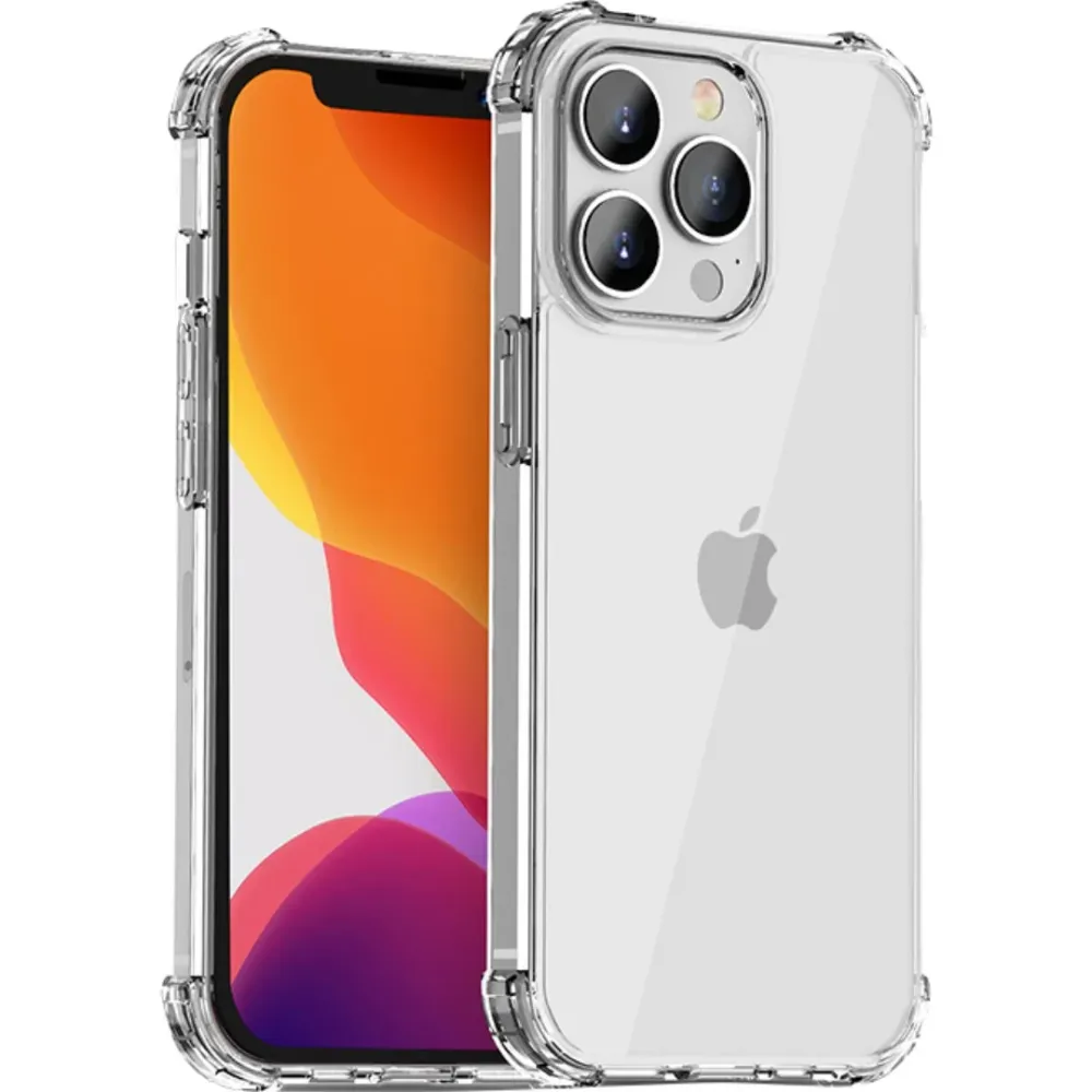 Védőtok Apple iPhone 12-höz, Vivimall, TPU, Ütésálló, Sarokvédelem, Ütésálló, 1.5 mm, Átlátszó