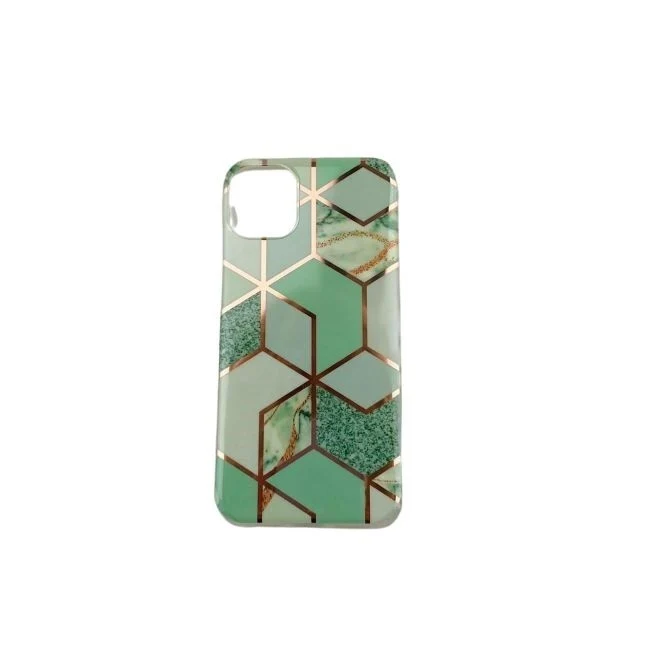 Védőtok Apple iPhone 11 Pro Max Soft IMD TPU Marble Geometric Zöld
