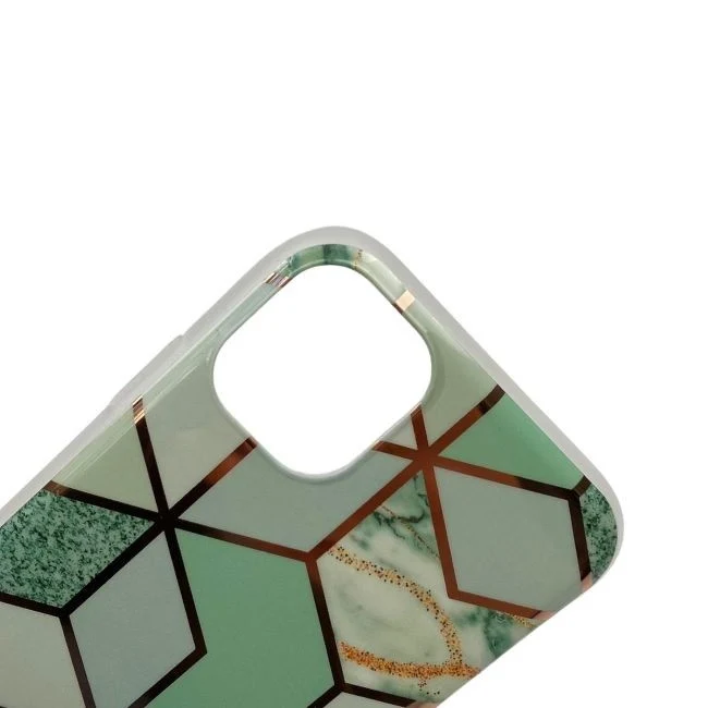 Védőtok Apple iPhone 11 Pro Max Soft IMD TPU Marble Geometric Zöld