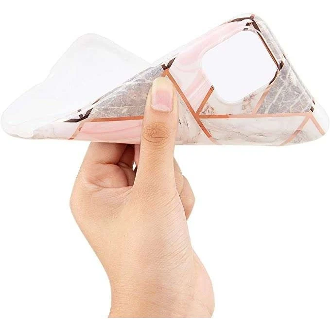 Védőtok Apple iPhone 11 Soft IMD TPU márvány geometriai fehér