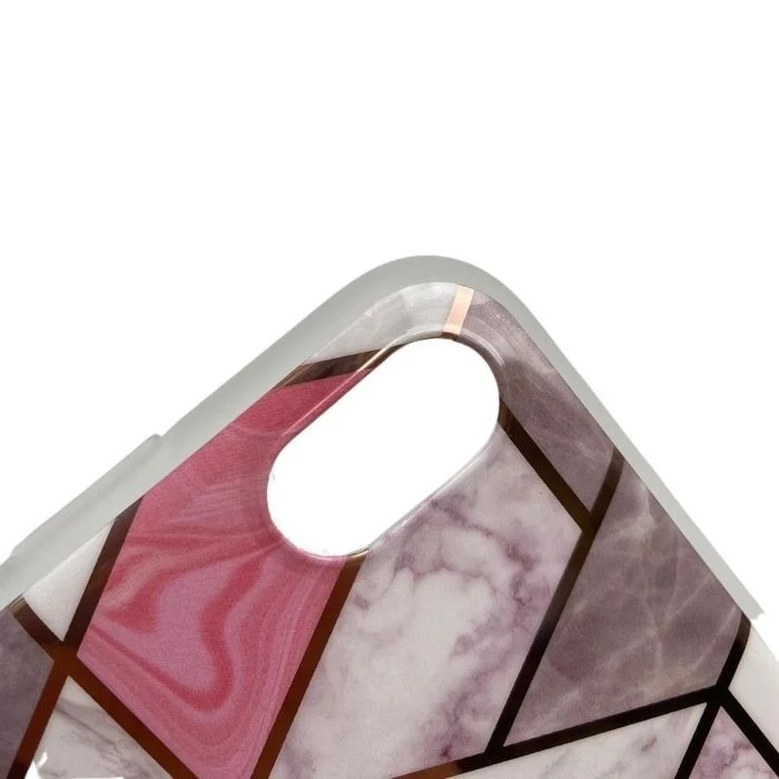 Védőtok Apple iPhone X/XS Soft IMD TPU Marble Geometric, fehér