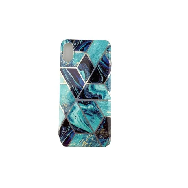 Védőtok Apple iPhone X/XS Soft IMD TPU Marble Geometric, kék