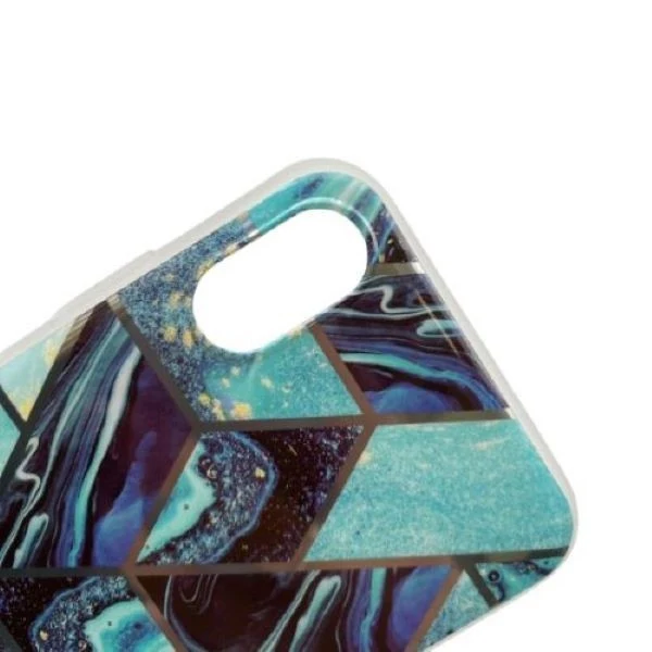 Védőtok Apple iPhone X/XS Soft IMD TPU Marble Geometric, kék