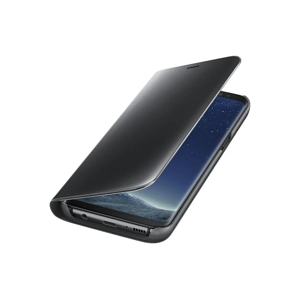 Védőtok Samsung Galaxy S8 Plus, Flip Cover, tükrös, fekete