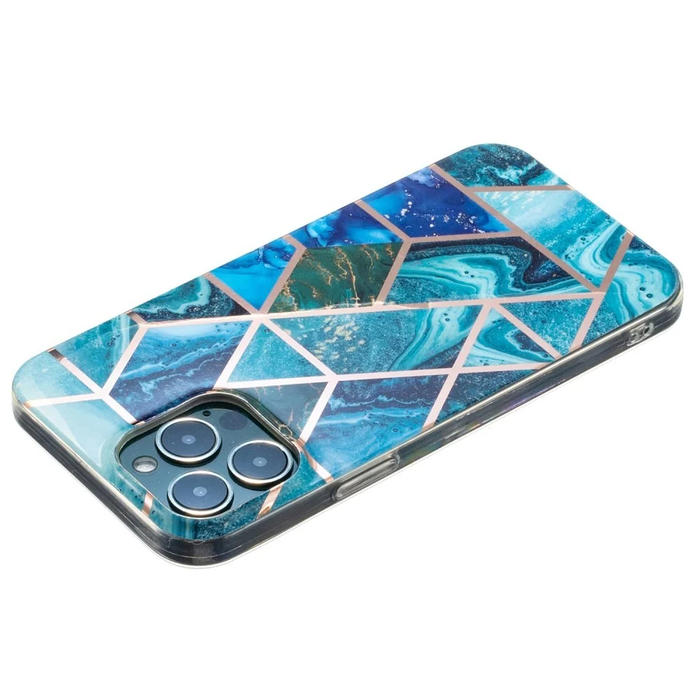 Védőtok Samsung S20 Soft IMD TPU márvány mintás geometriai kék