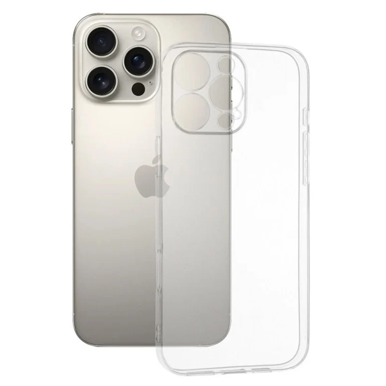 Védőtok, Vivimall, Apple iPhone 16 Pro, TPU Protect Plus, porvédővel, átlátszó