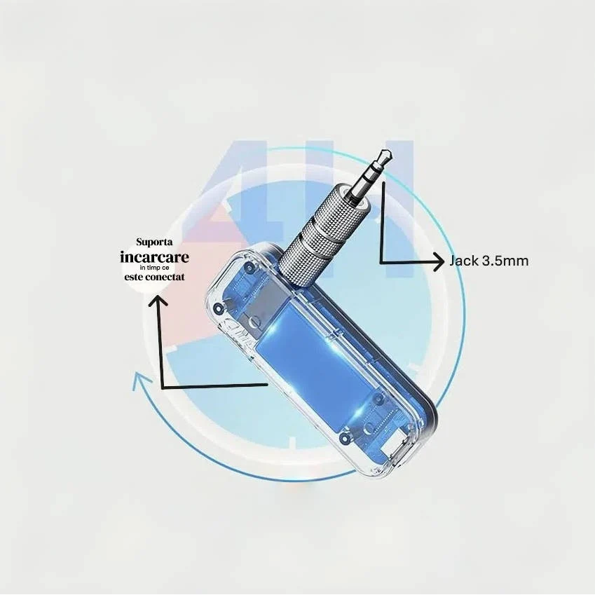 Vivimall Bluetooth B46 autós audio adapter, 3.5mm Jack, fekete