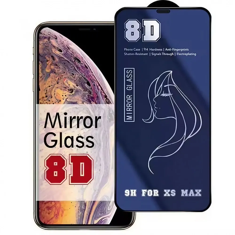 Vivimall képernyővédő fólia, iPhone 15 Pro, Tempered Glass Mirror 8D, tükör hatás, HD, kék