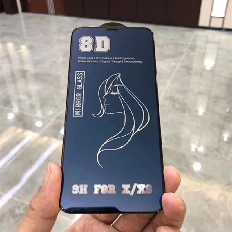 Vivimall képernyővédő fólia, iPhone 15 Pro, Tempered Glass Mirror 8D, tükör hatás, HD, kék