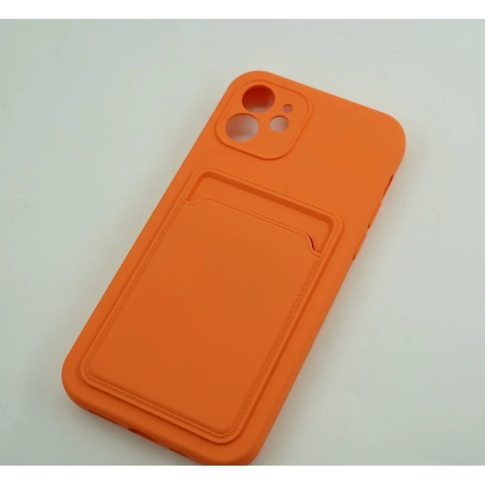 Vivimall tok kártyatartóval Apple iPhone 12 Mini, narancssárga kompatibilis